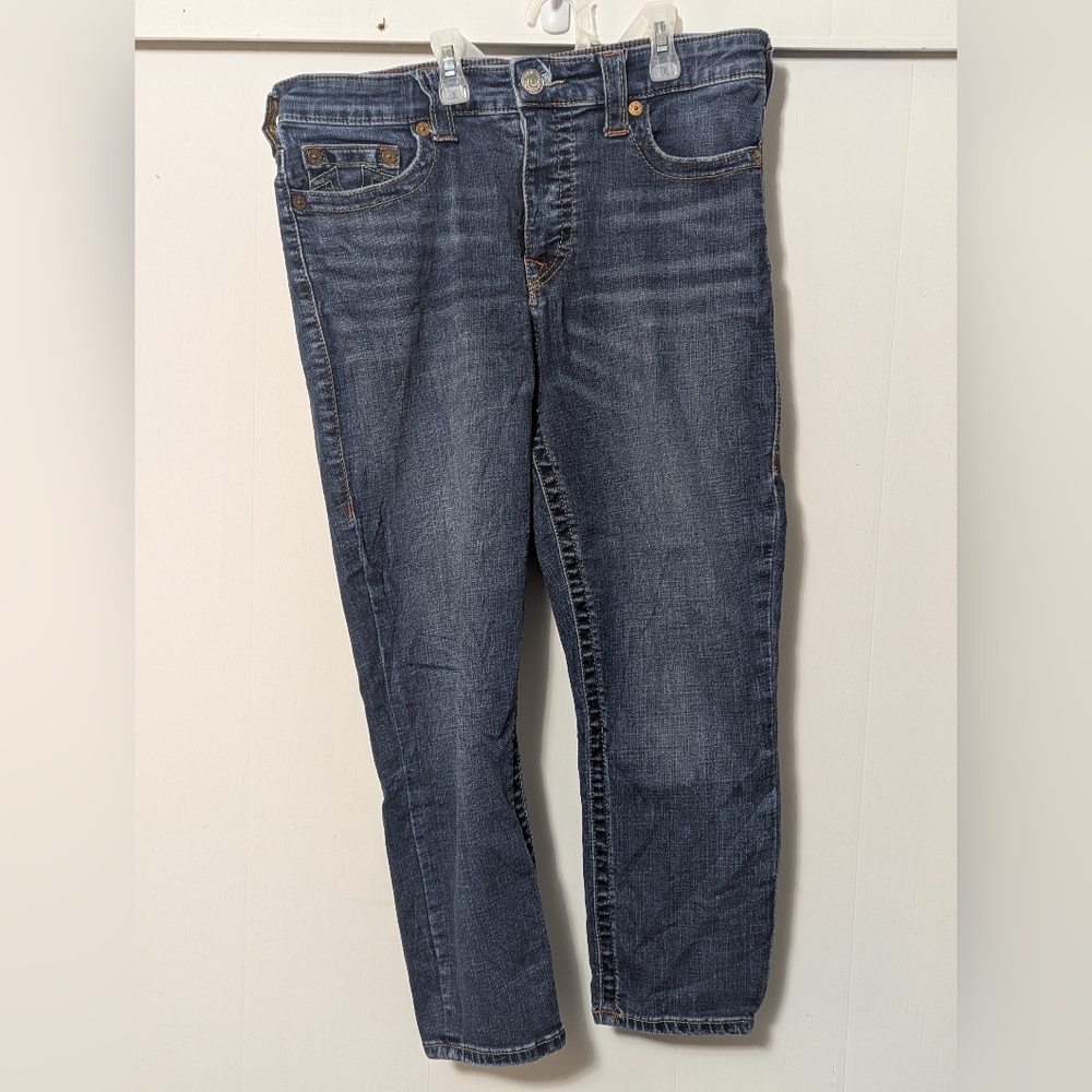 Women's True Religion Hallie High Rise Super Skinny Blue Denim Jeans Size 31